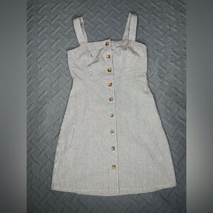 Hollister Cream Buttoned Sleeveless Sundress
